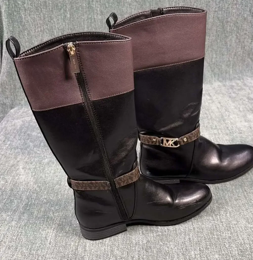 Michael Kors Riding Boots Tall Shaft Finley Bransyn Logo Detail Size 5